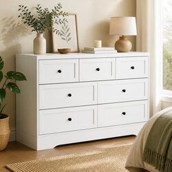 7 Drawer Chest Dresser Storage Cabinet White Bedroom Furniture