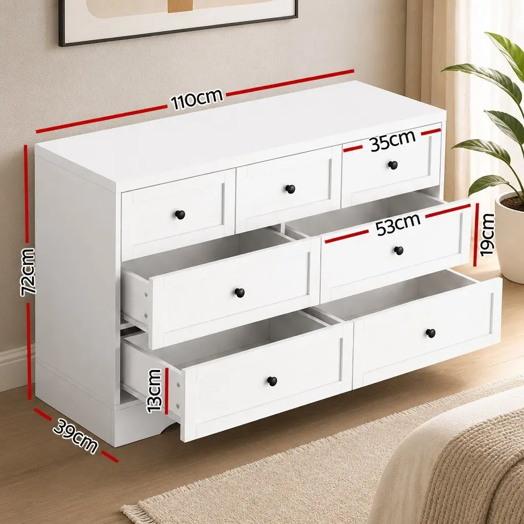 7 Drawer Chest Dresser Storage Cabinet White Bedroom Furniture