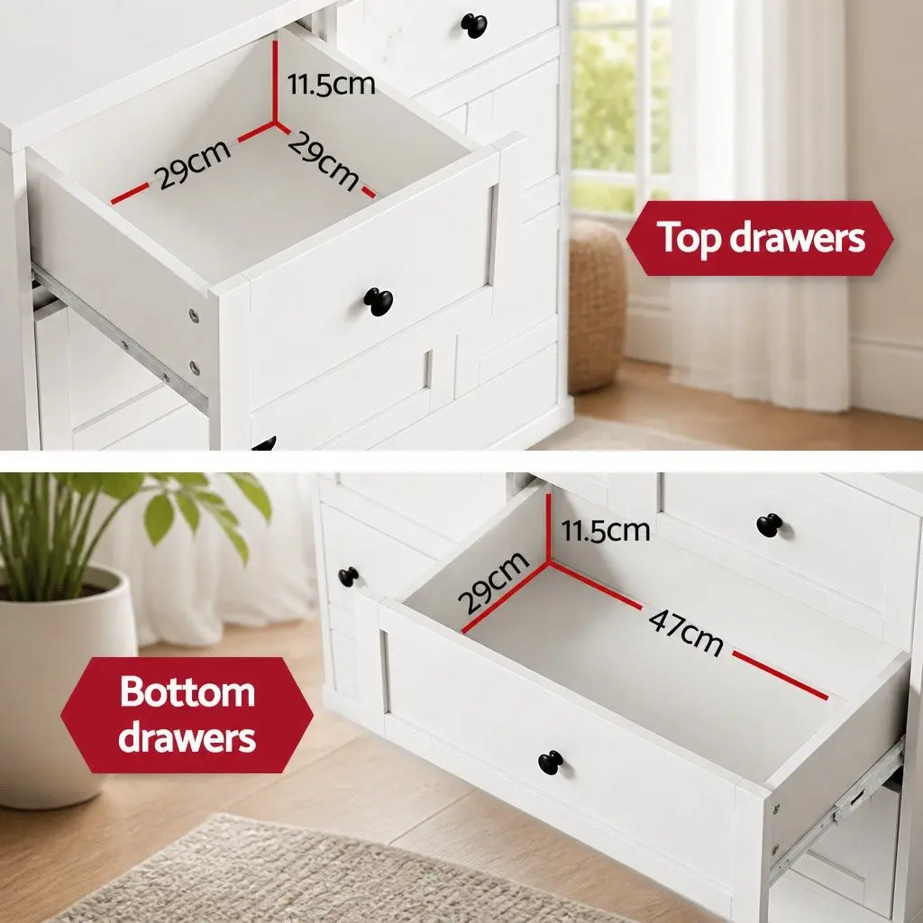 7 Drawer Chest Dresser Storage Cabinet White Bedroom Furniture
