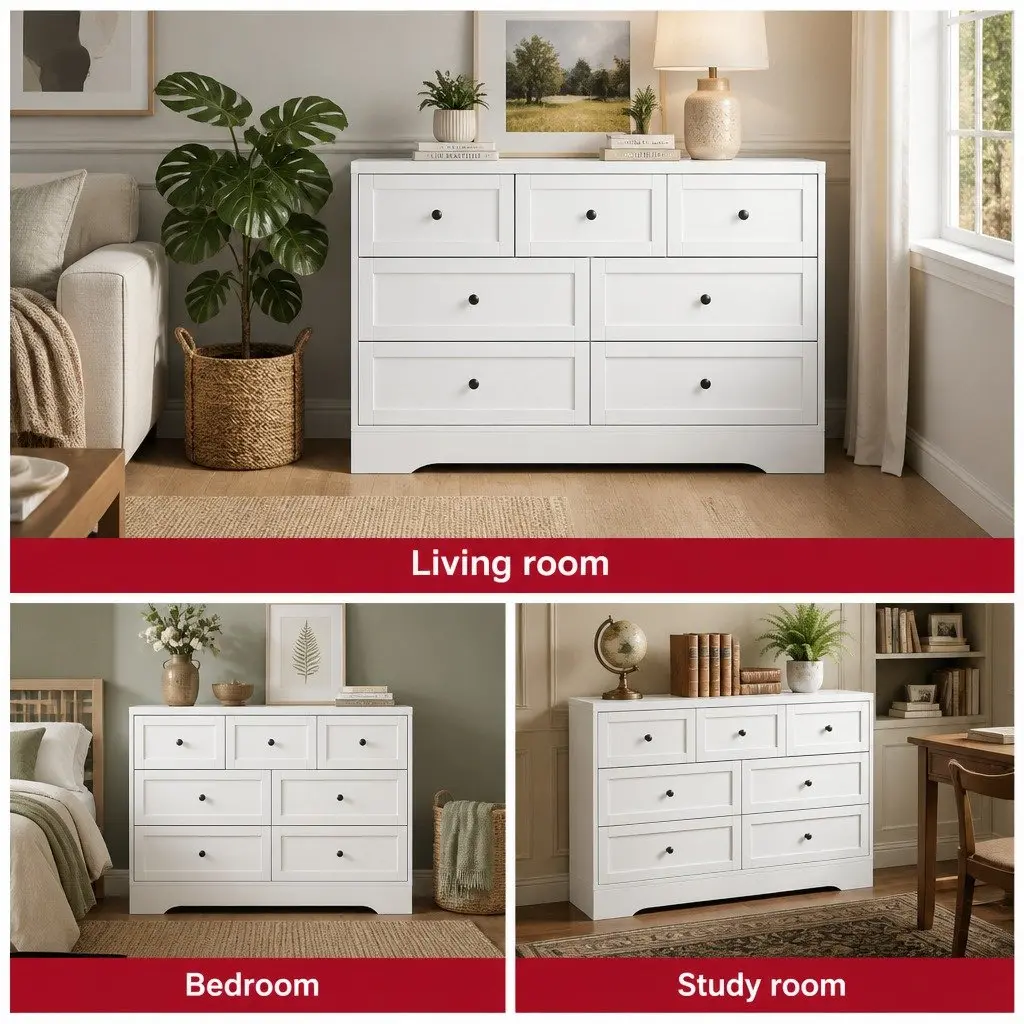 7 Drawer Chest Dresser Storage Cabinet White Bedroom Furniture