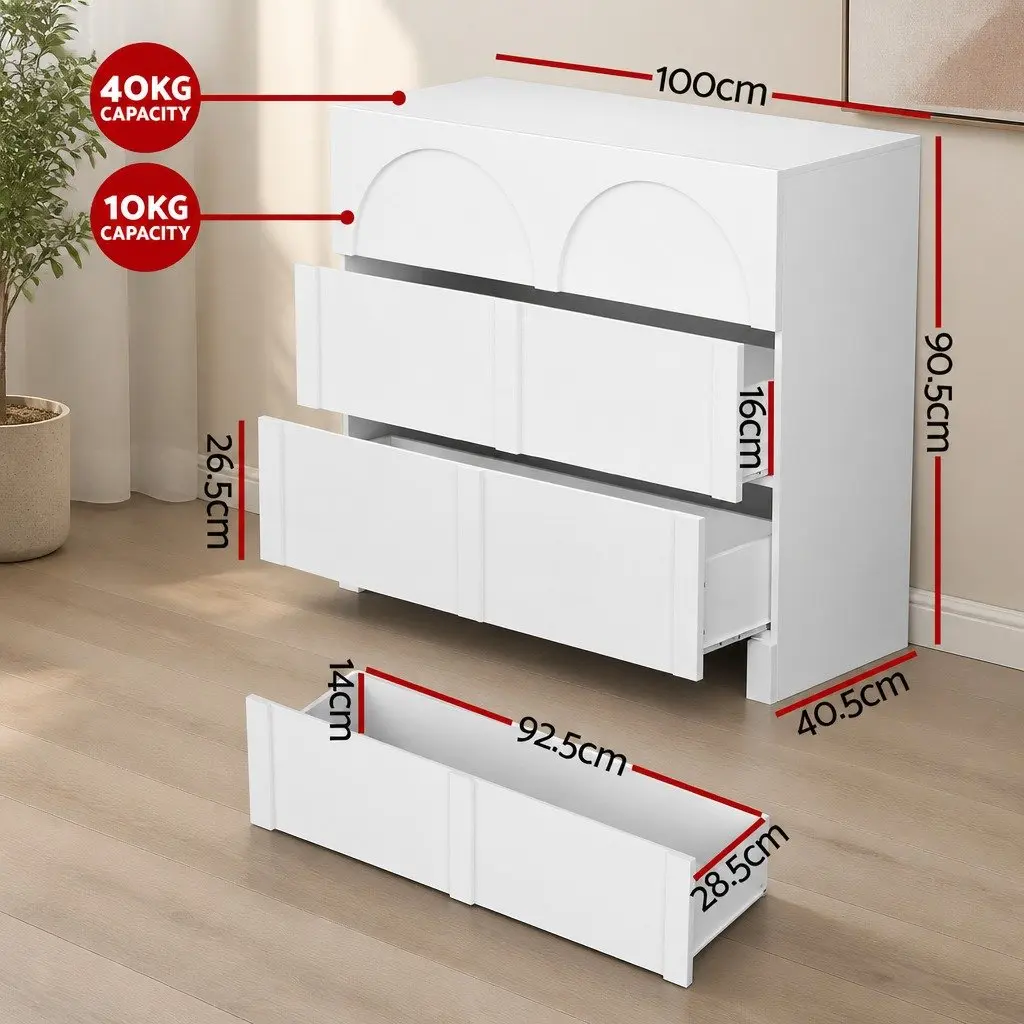 3 Drawer Chest of Drawers White Lowboy Dresser Cabinet Storage Unit Bedroom