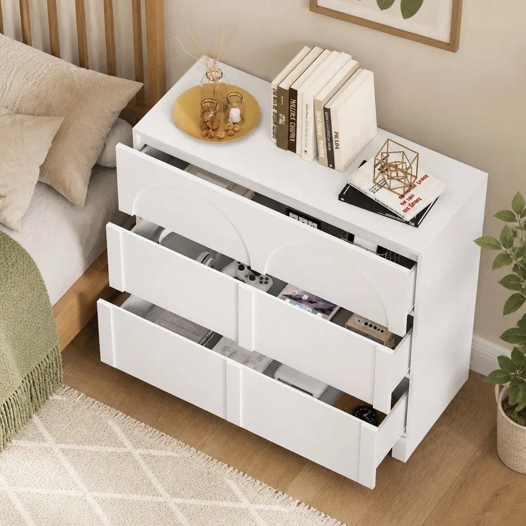 3 Drawer Chest of Drawers White Lowboy Dresser Cabinet Storage Unit Bedroom