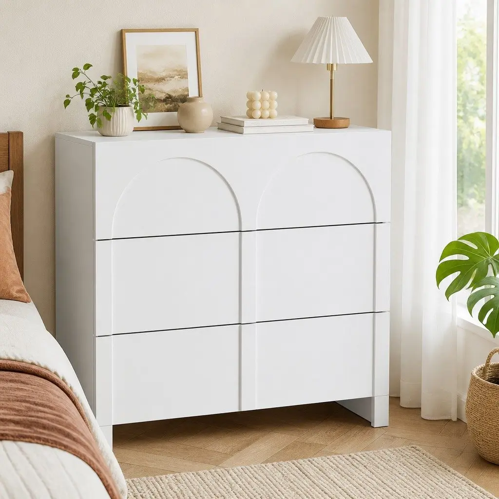 3 Drawer Chest of Drawers White Lowboy Dresser Cabinet Storage Unit Bedroom