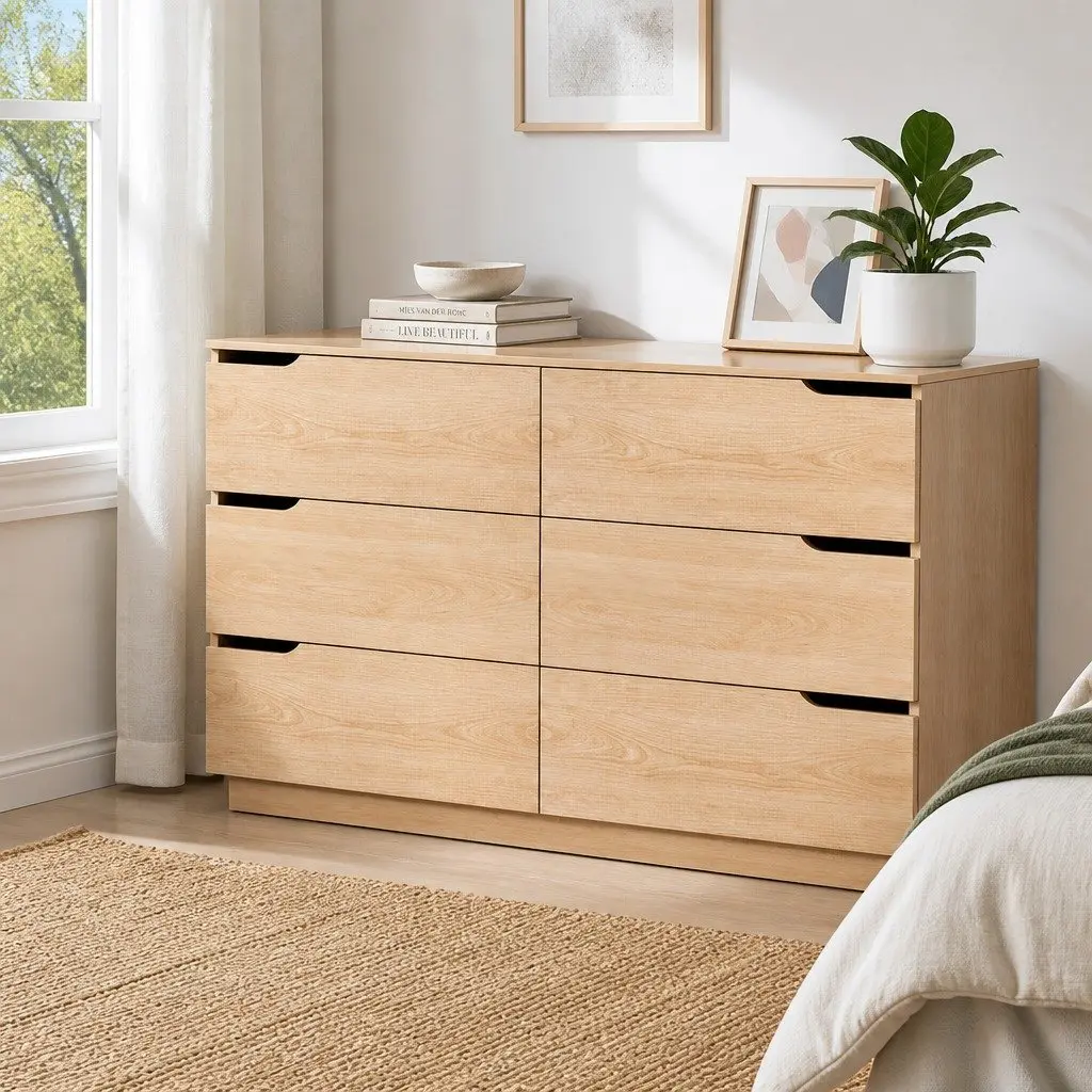 Pine 6 Drawer Chest for Bedroom Storage