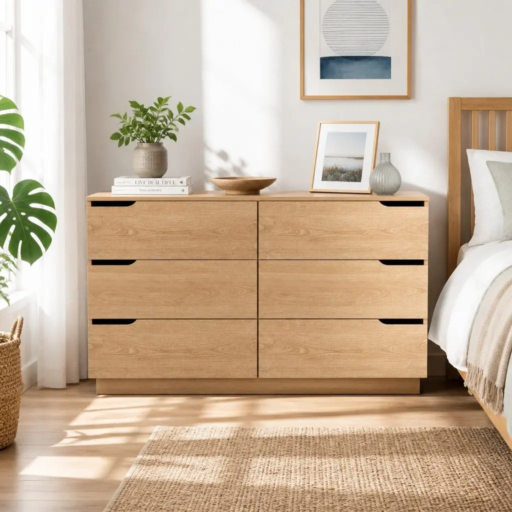 Pine 6 Drawer Chest for Bedroom Storage