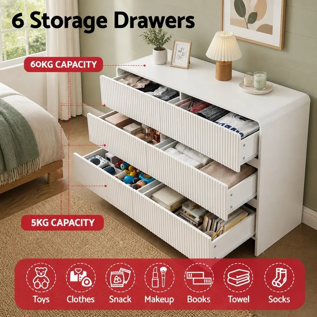6 Drawer Chest Dresser with Easy Maintenance