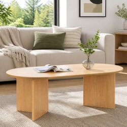 Natural Pine Oval Coffee Table 110cm for Cozy Living Rooms