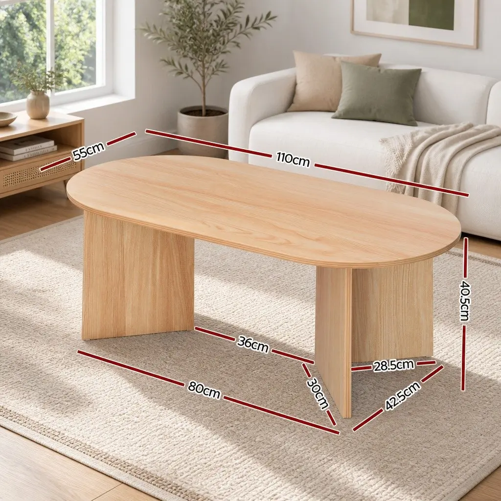 Oval Coffee Table Scandi Style 110cm Natural Pine