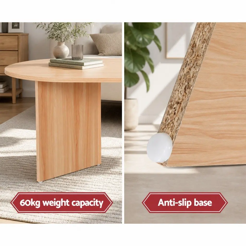 Oval Coffee Table Scandi Style 110cm Natural Pine