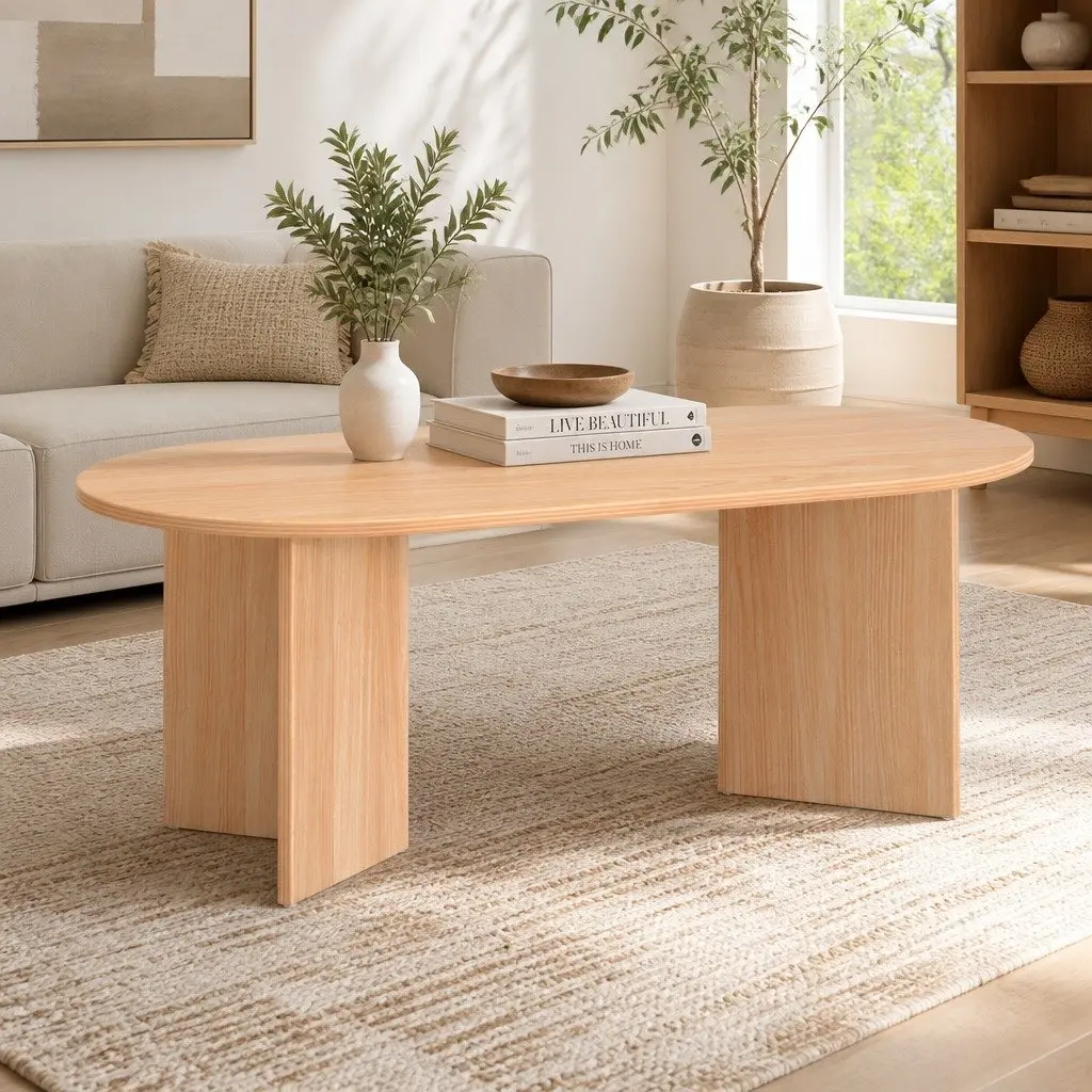 Oval Coffee Table Scandi Style 110cm Natural Pine