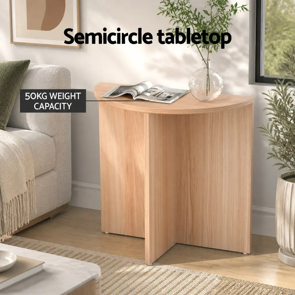 Semi-circle Coffee Table Natural Wood Grain 48CM Particleboard