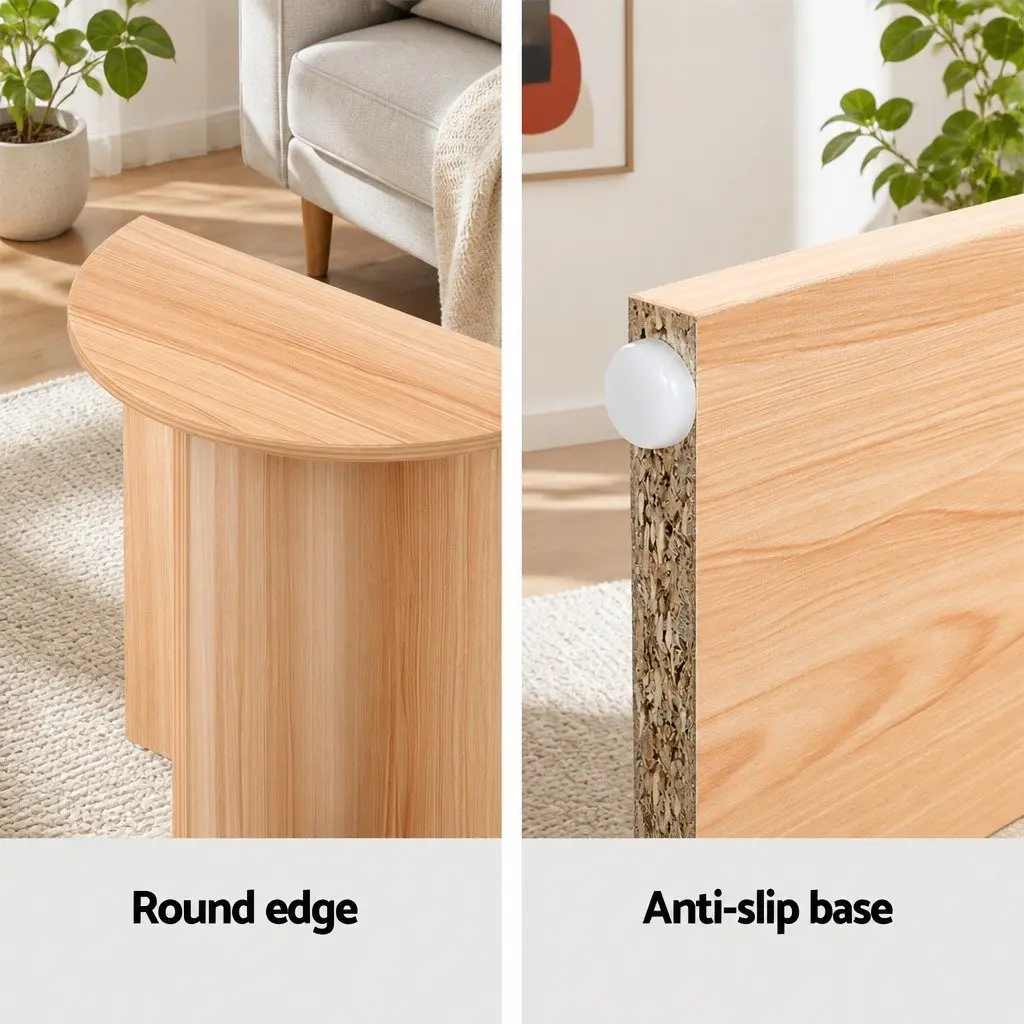 Semi-circle Coffee Table Natural Wood Grain 48CM Particleboard