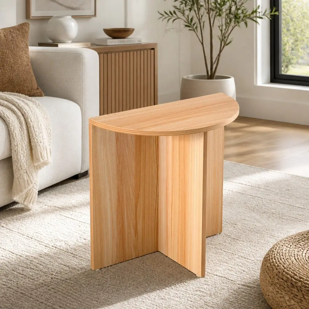 Semi-circle Coffee Table Natural Wood Grain 48CM Particleboard