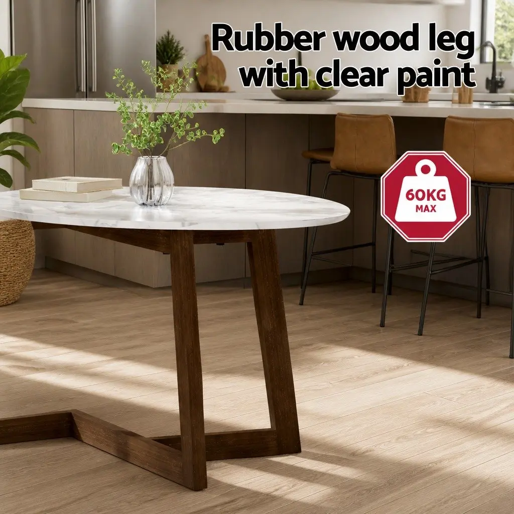 Oval Coffee Table Marble Effect Walnut Living Room Furniture Modern Design Easy