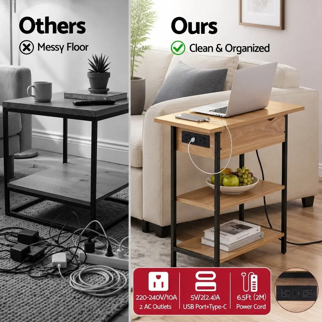 Coffee Table with Charging Station and Storage