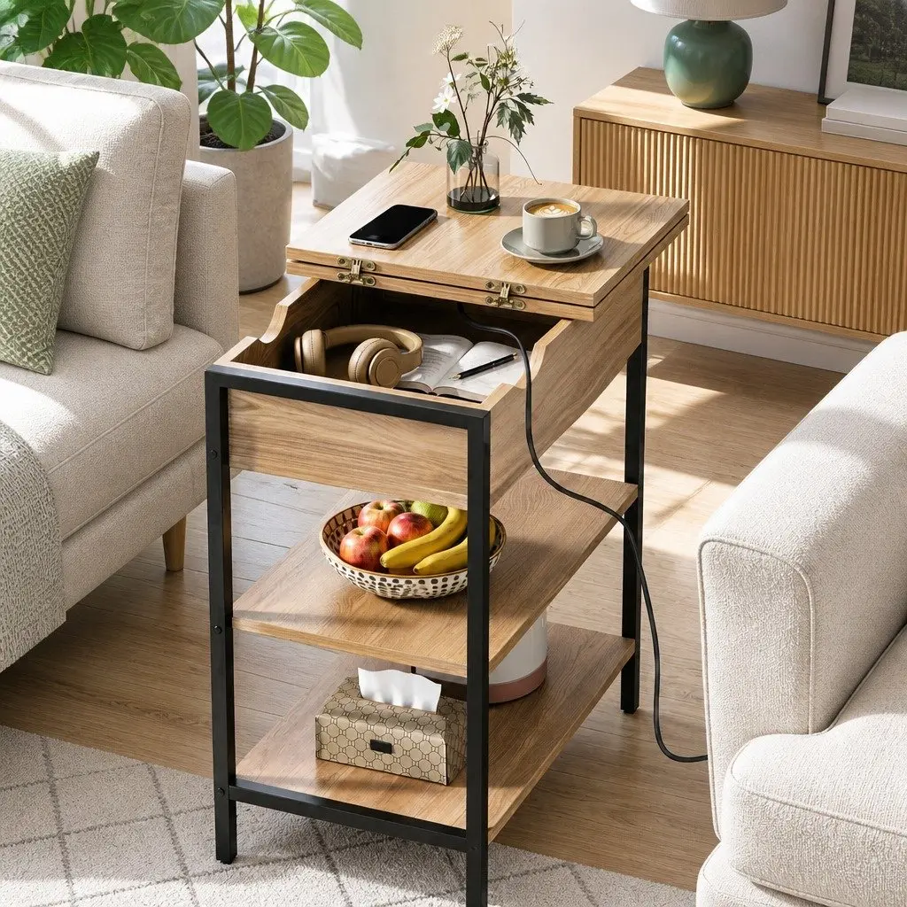 Coffee Table with Charging Station and Storage