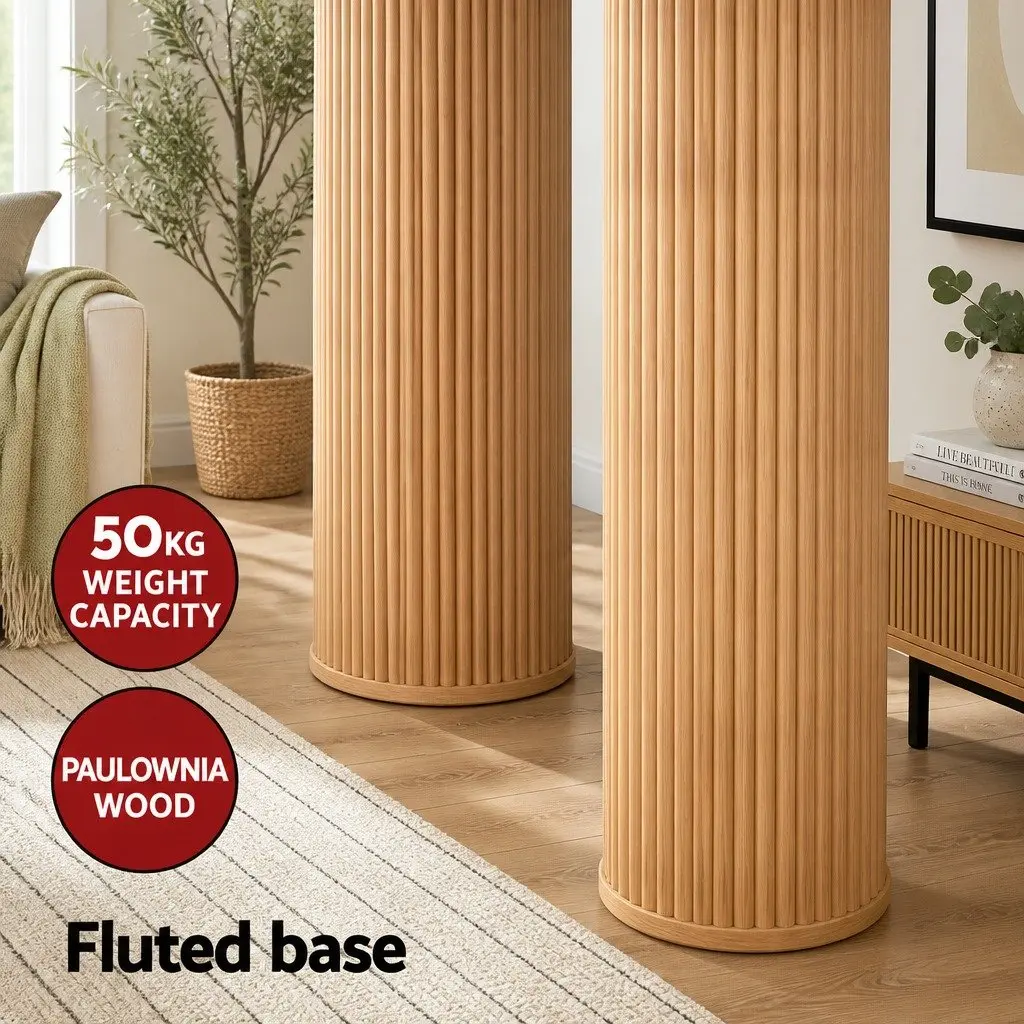 Console Table Oval 115CM Modern MDF and Wood Side Table with Fluted Base