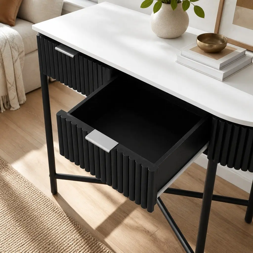 Yellow Console Table with 2 Drawers