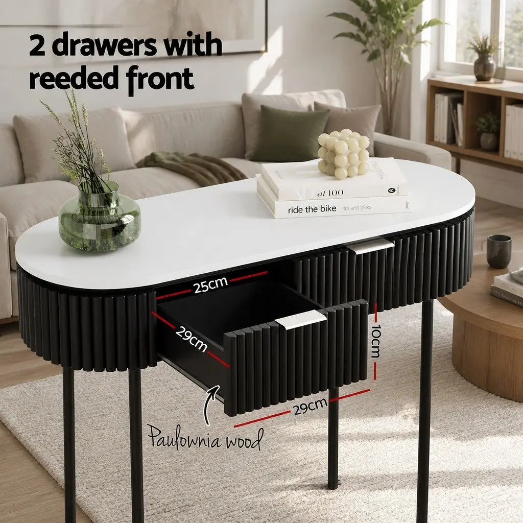 Yellow Console Table with 2 Drawers