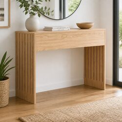 Pine Wood Grain Console Table for Hallways and Living Spaces
