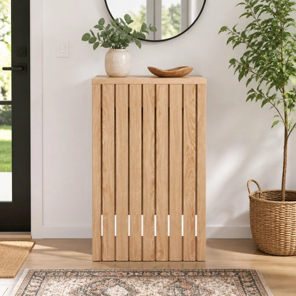 Console Table Fluted 120CM Pine Wood Grain E1-Graded MDF