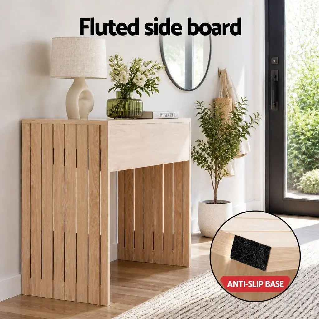 Console Table Fluted 120CM Pine Wood Grain E1-Graded MDF