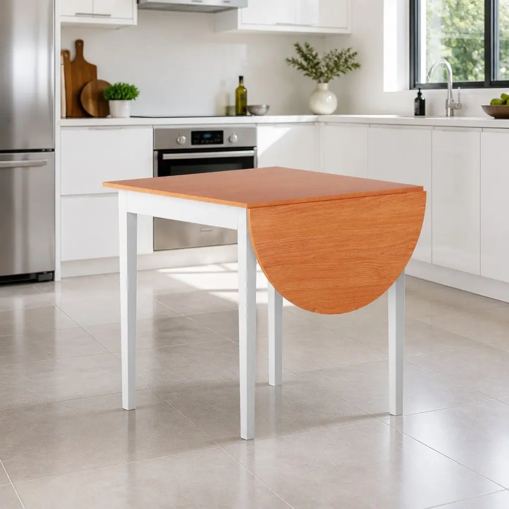 Pine Extendable Dining Table with Semi-Circle Top
