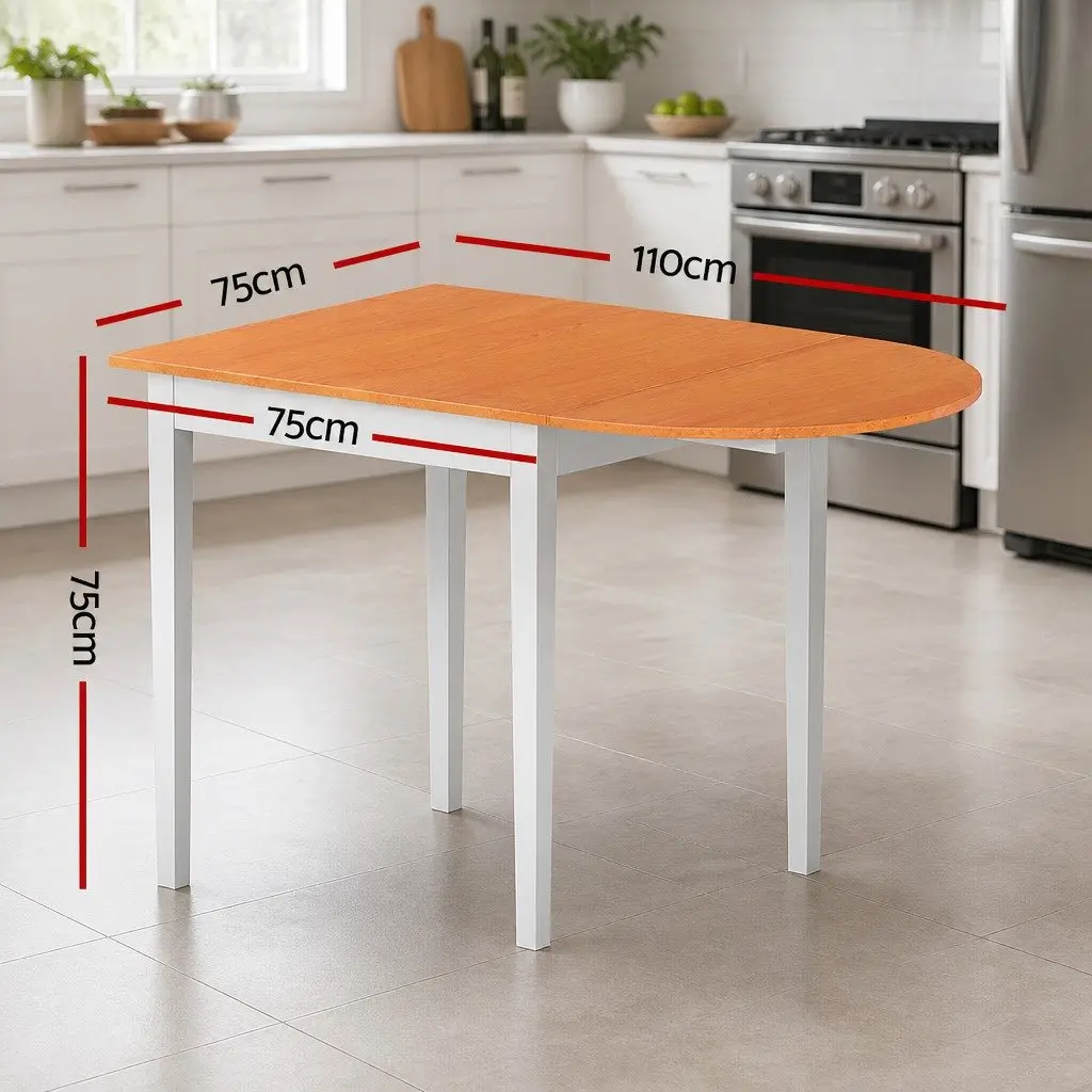 Pine Extendable Dining Table with Semi-Circle Top