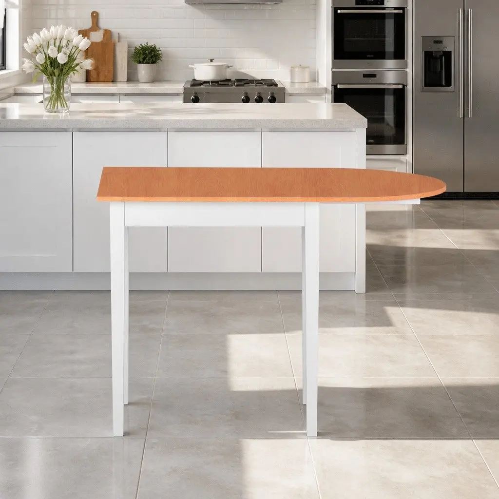 Pine Extendable Dining Table with Semi-Circle Top