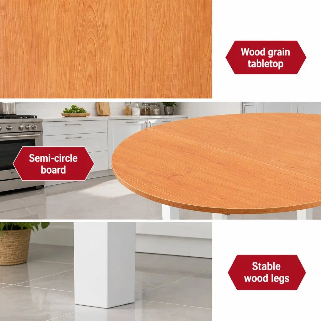 Pine Extendable Dining Table with Semi-Circle Top