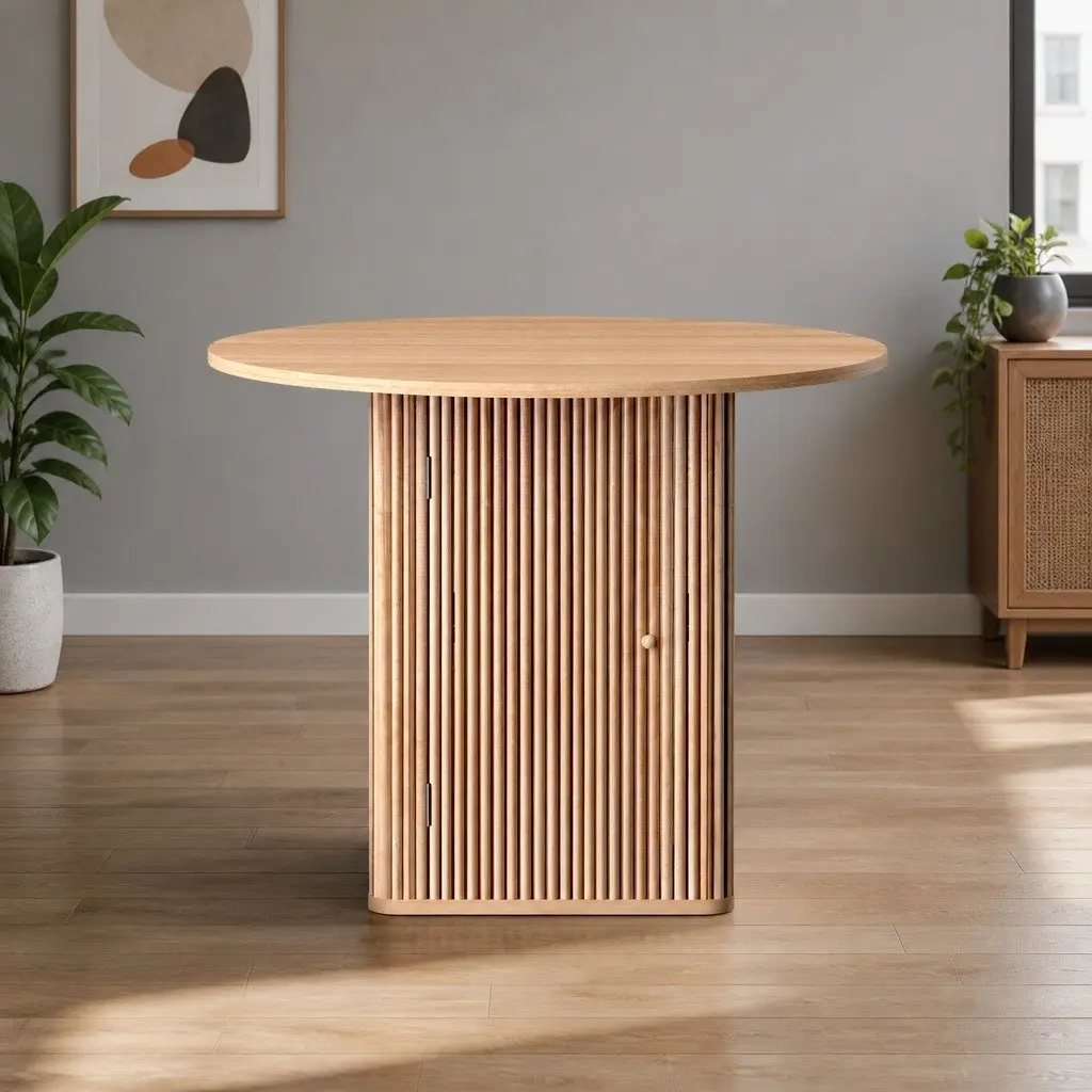 1M Pine Wood Dining Table with Storage Base