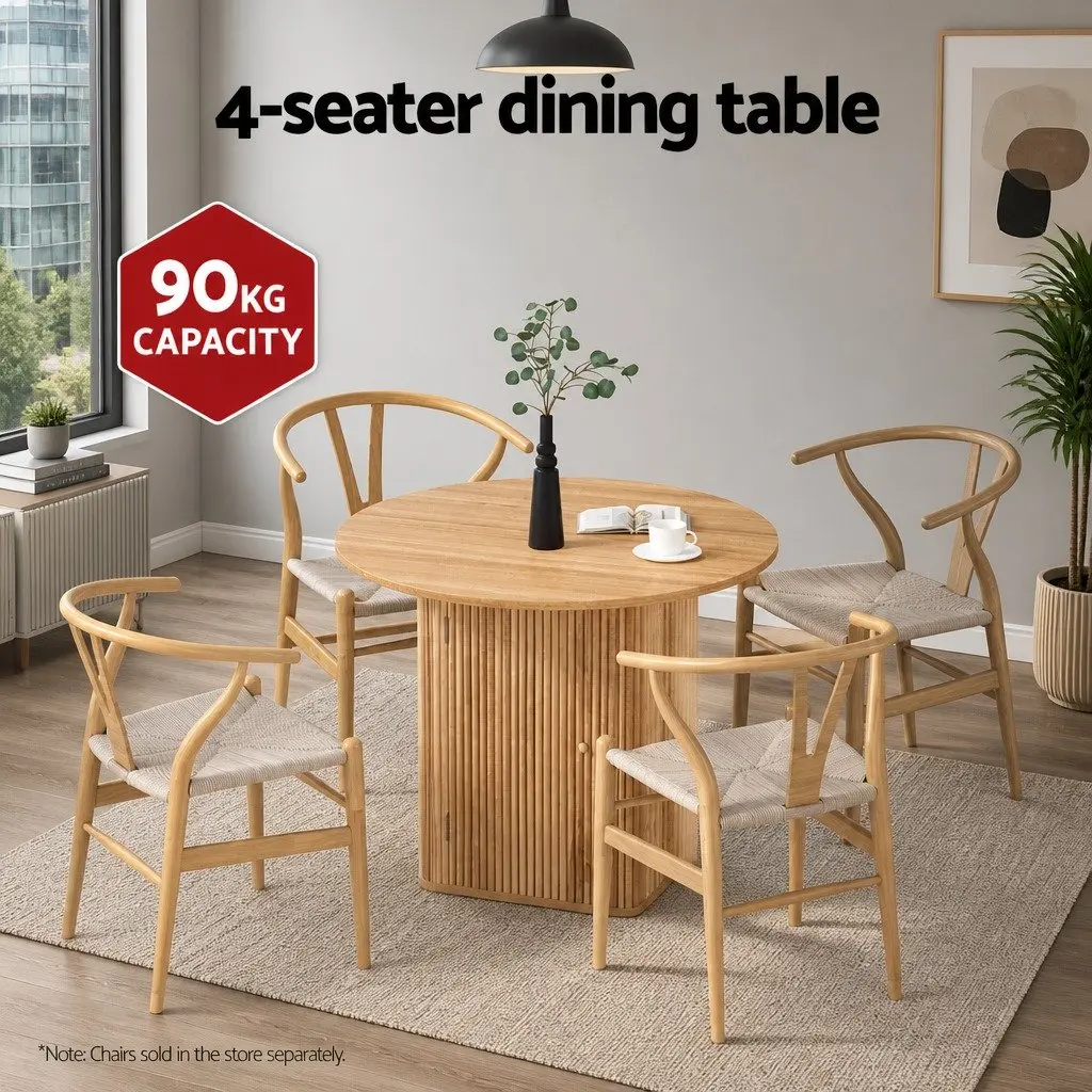 1M Pine Wood Dining Table with Storage Base
