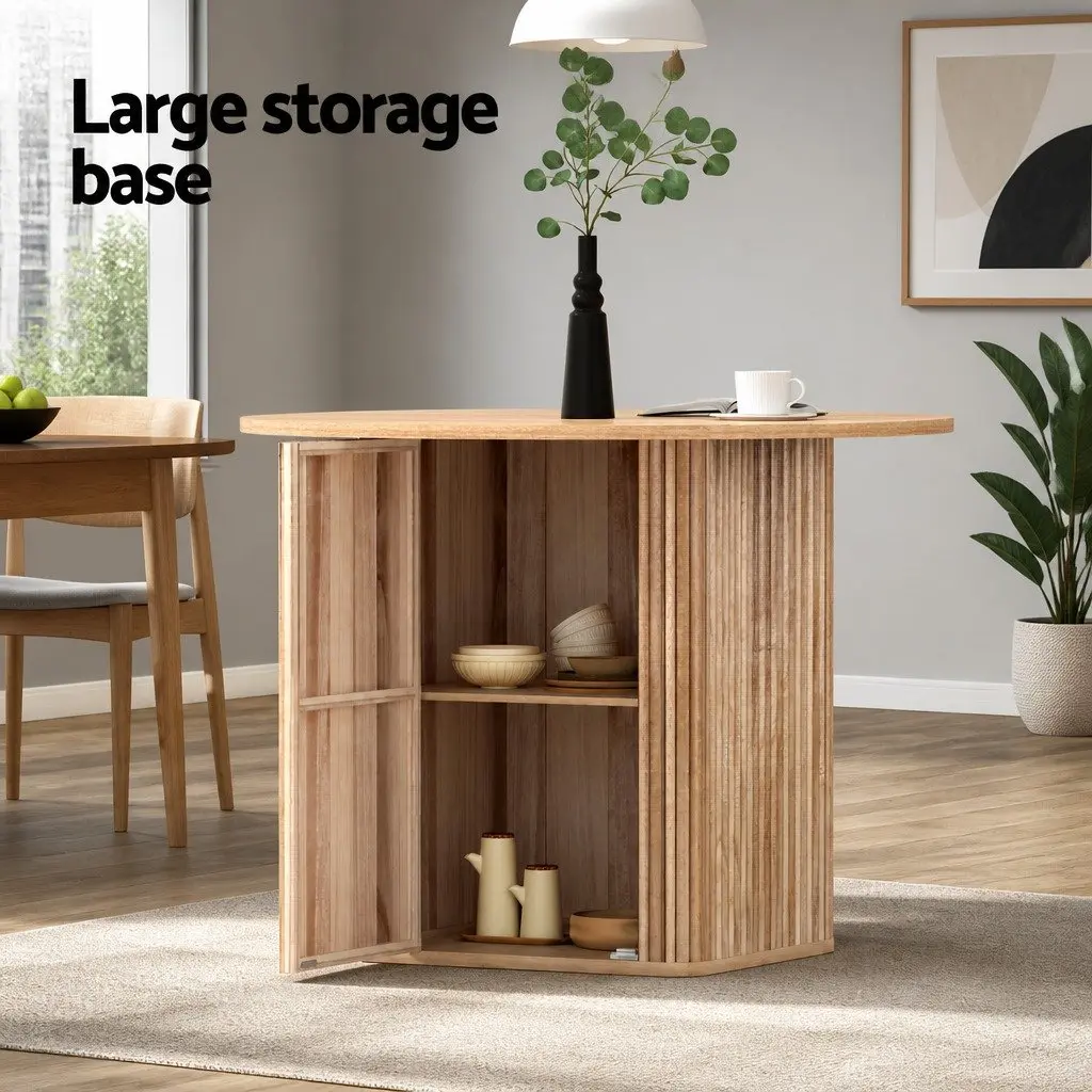 1M Pine Wood Dining Table with Storage Base