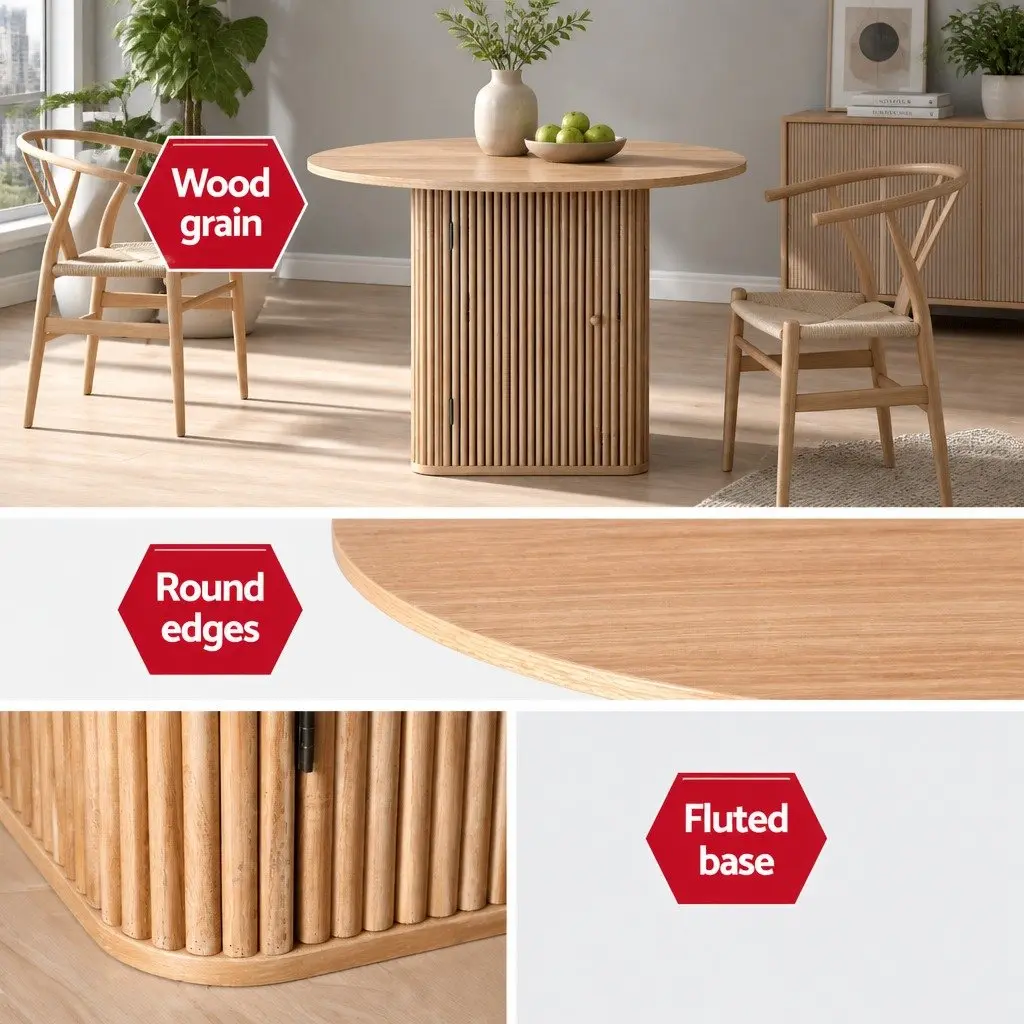 1M Pine Wood Dining Table with Storage Base
