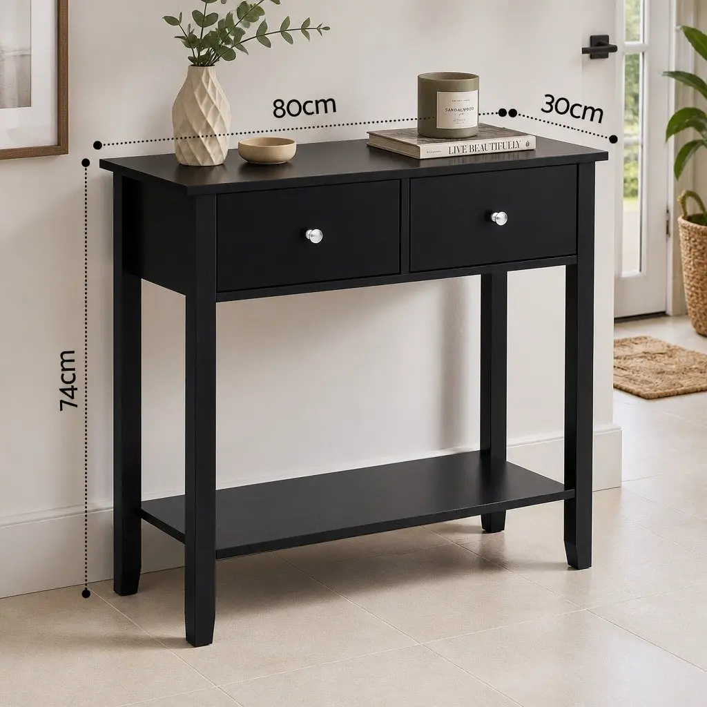Console Table Minimalist 80CM Black E1 Particle Board MDF Metal