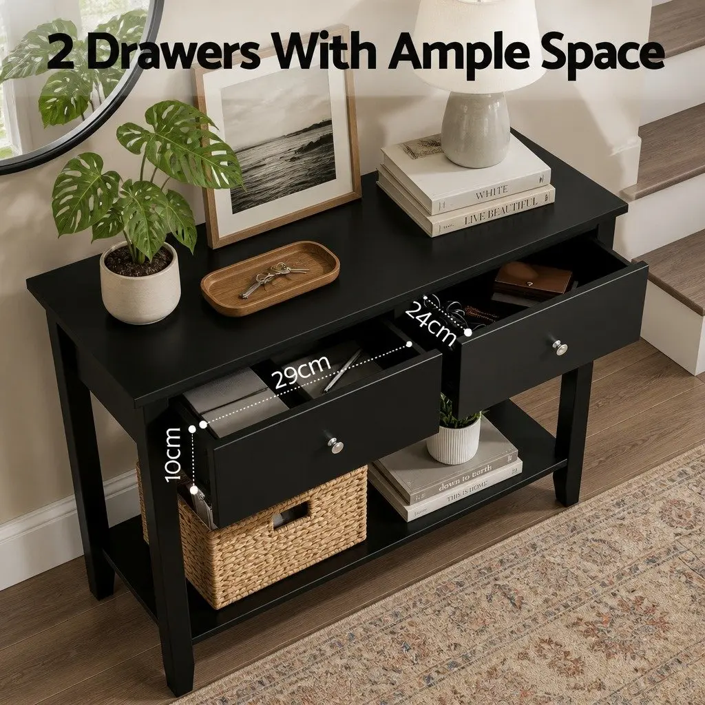 Console Table Minimalist 80CM Black E1 Particle Board MDF Metal