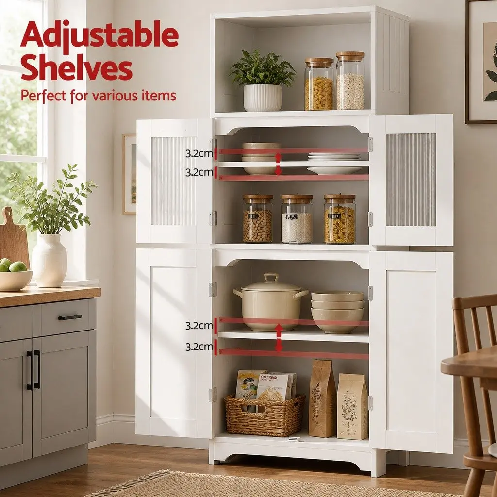 Buffet Sideboard Cabinet White 160cm Particle Board MDF Frosted Glass