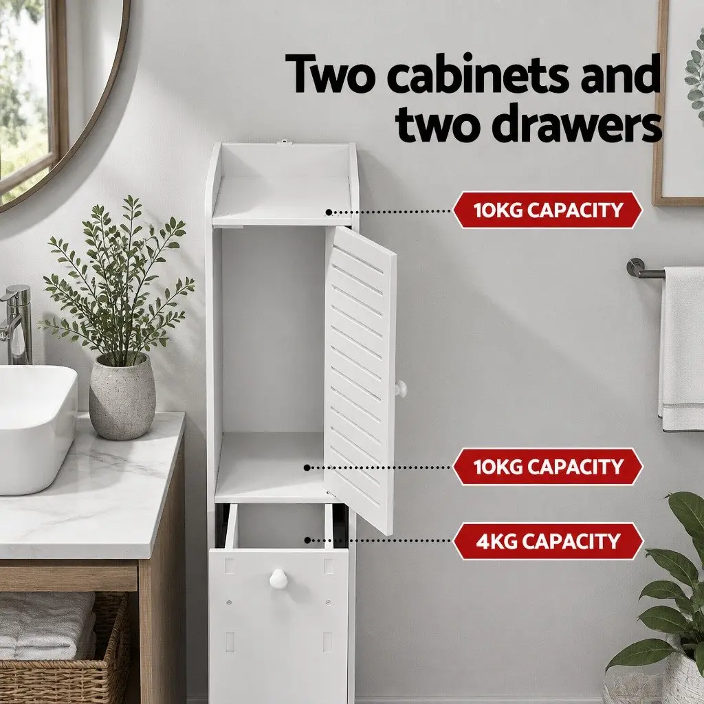 Bathroom Storage Cabinet White Slim Corner Laundry Wood Plastic Board