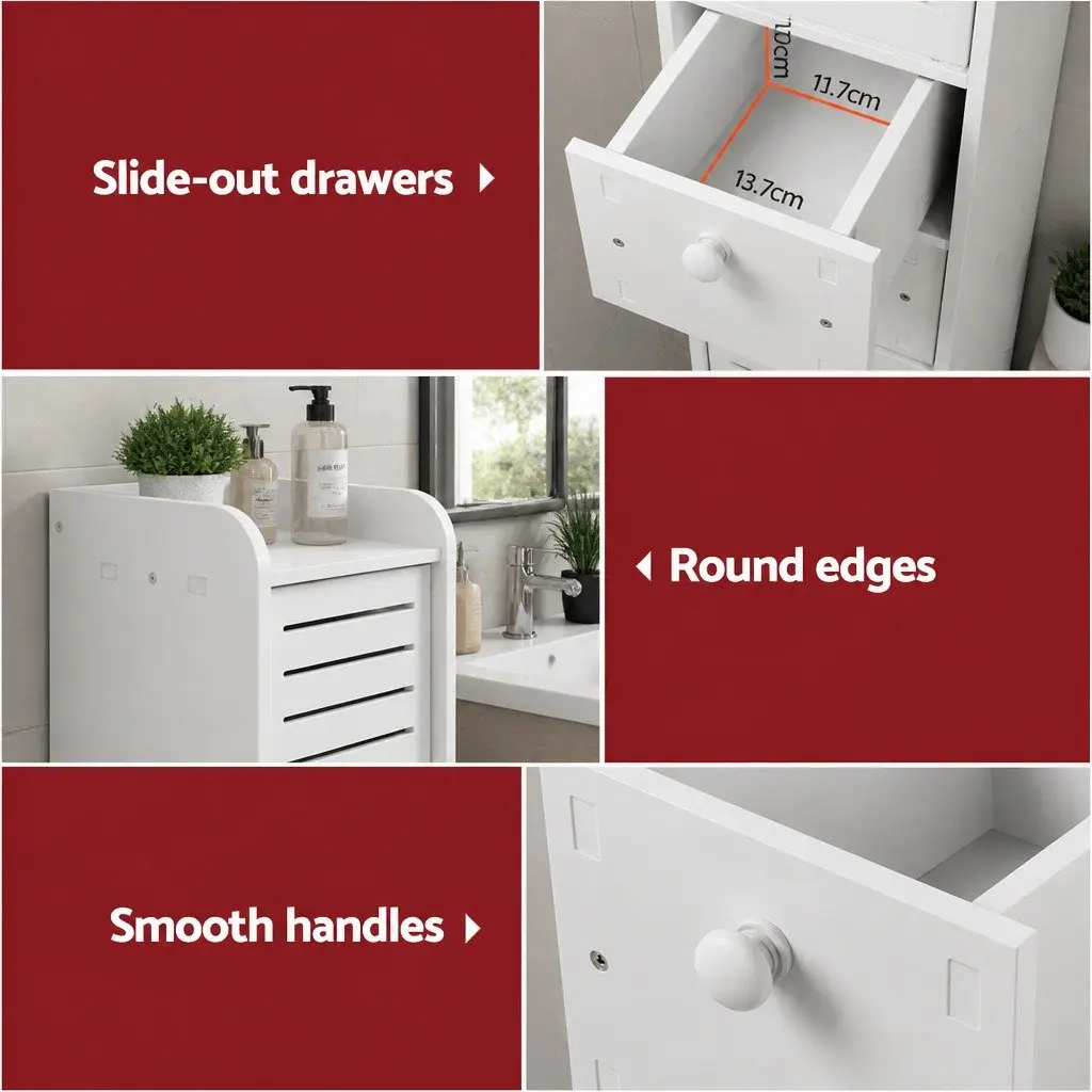 Bathroom Storage Cabinet White Slim Corner Laundry Wood Plastic Board