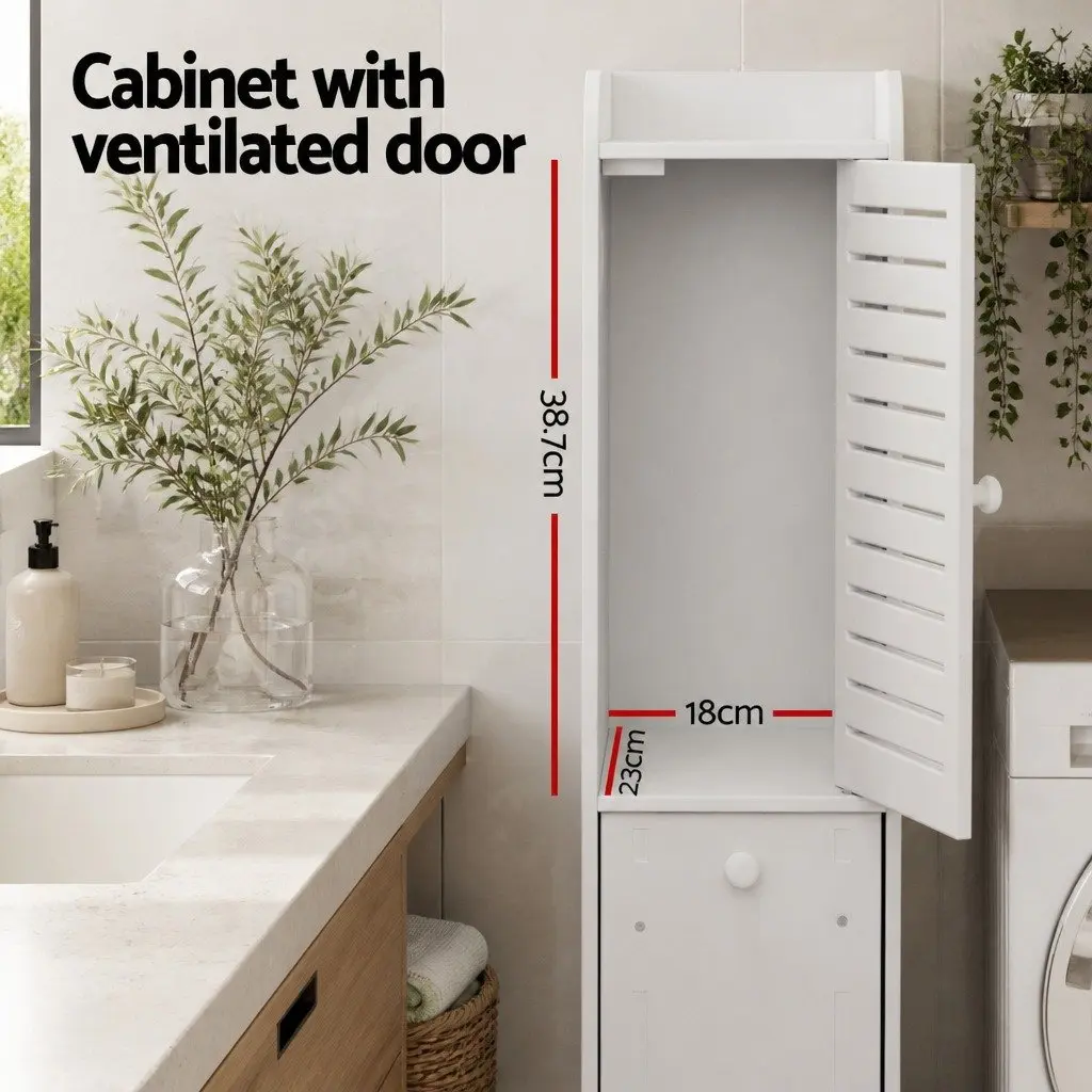 Bathroom Storage Cabinet White 2X Tallboy Cupboard Drawers Wood Plastic Board
