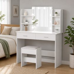 Elegant Hollywood Dressing Table Set with Stool