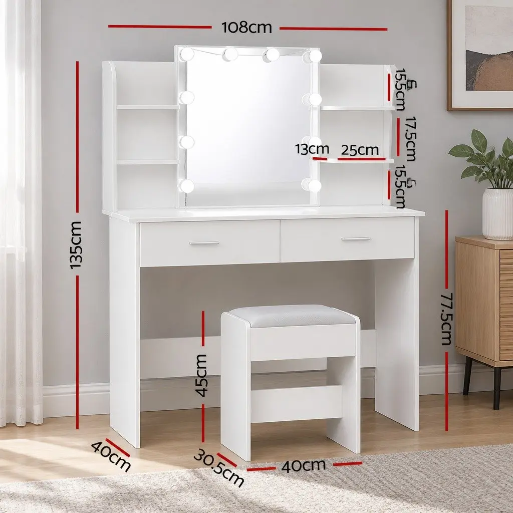 Hollywood Dressing Table Set with Stool