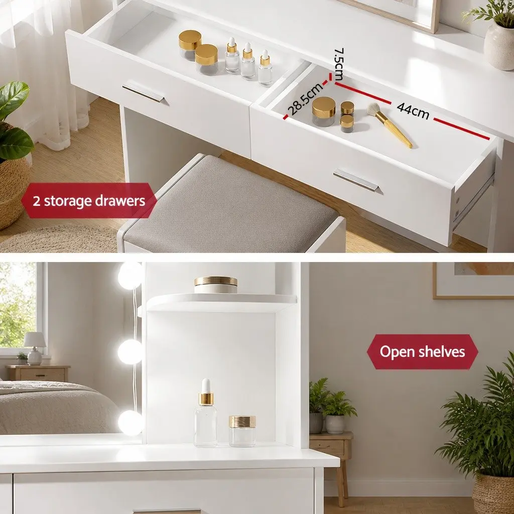 Hollywood Dressing Table Set with Stool