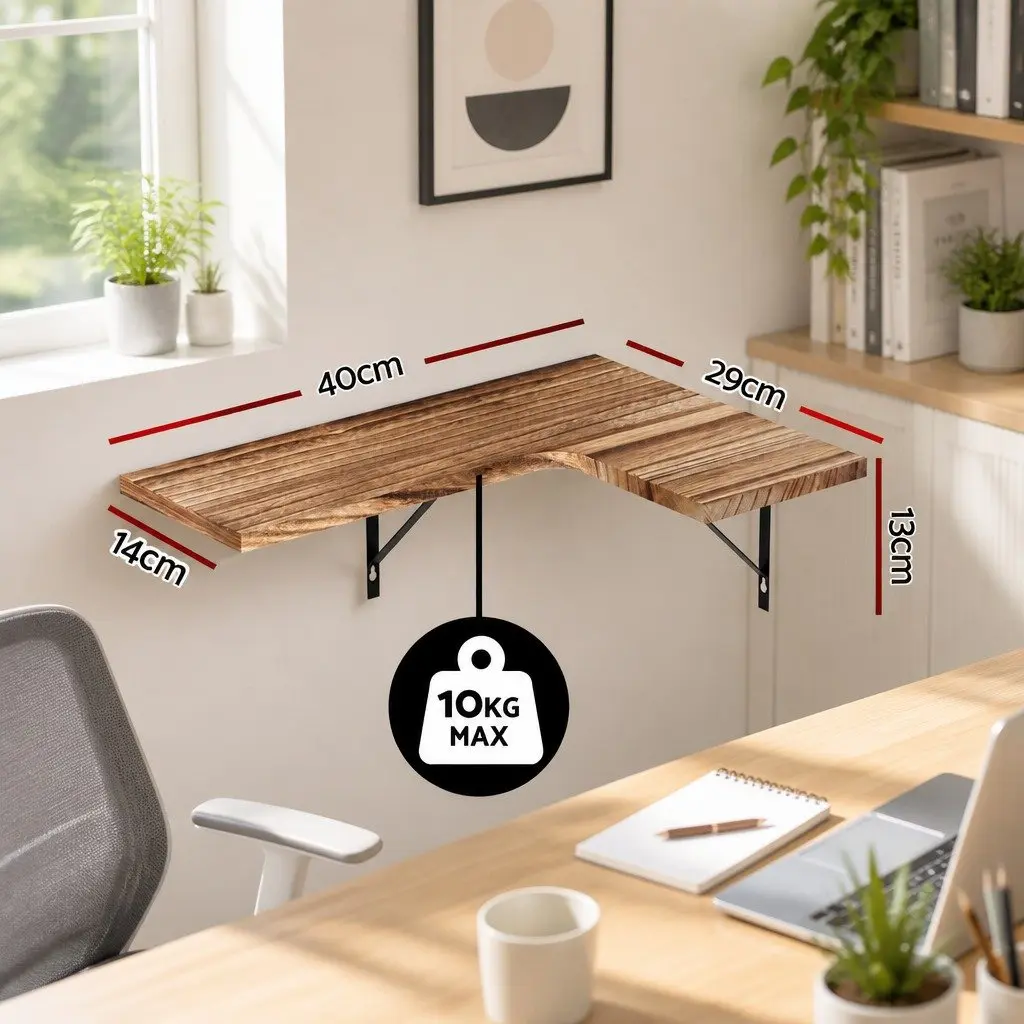 Floating Corner Shelves Set of 4 Oak Wood Storage Display Organiser