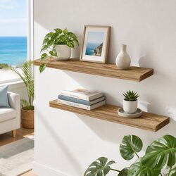 Set of 2 Wood Floating Wall Shelves 90CM