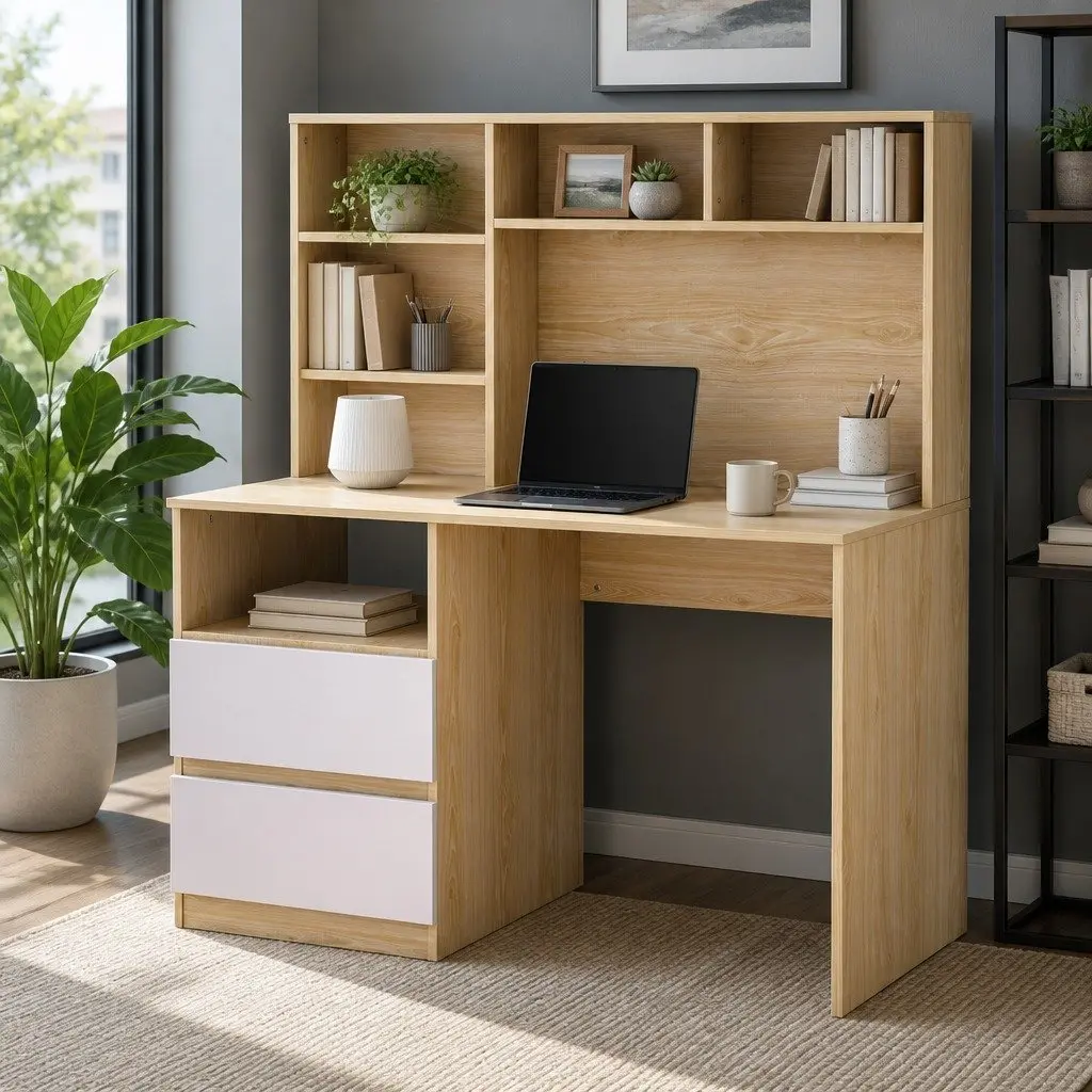 White Computer Desk with Storage Solutions