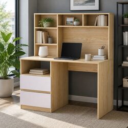 Elegant White Computer Desk with Storage Solutions