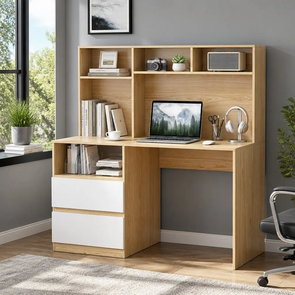 White Computer Desk with Storage Solutions