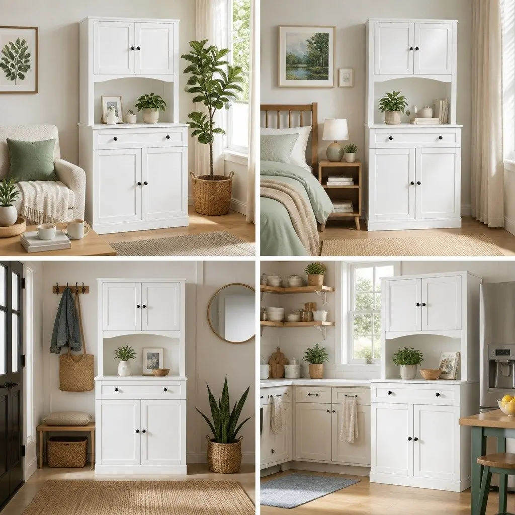 White Buffet Sideboard Cabinet for Dining