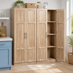 Set of 2 Pine Buffet Sideboard Storage Cabinets